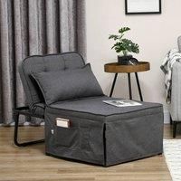 Folding Chair Bed Fabric Sleeper Chair Bed Adjustable Backrest Pillow
