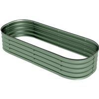 Outsunny Galvanised Raised Garden Bed, Metal Planter Box with Safety Edging, for Flowers, Herbs, Succulents, Green