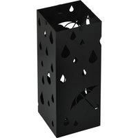 HOMCOM Freestanding Umbrella Stand for Hallway, Square Umbrella Basket with 4 Hooks and Drip Tray for Entryway, Dark Grey