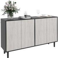HOMCOM Modern Sideboard with 2 Cupboards, Kitchen Storage Cabinet for Living Room with Adjustable Shelves, 4 Doors and Solid Wood Legs, Black