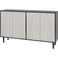 HOMCOM Kitchen Sideboard Storage Cabinet for Living Room with Adjustable Shelves 4 Doors and Pine Wood Legs Black