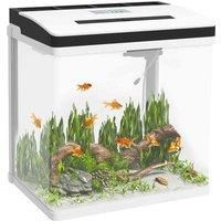 PawHut Aquarium, 28L Glass Fish Tank with Filter, LED Lighting, Water Pump, for Bettas, Guppies, Mini Parrot Fishes, Shrimp, Goldfish, 38 x 26 x 39.5cm