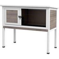 Elevated Indoor Outdoor Wooden Rabbit Hutch Hinged Asphalt Roof Removable Tray