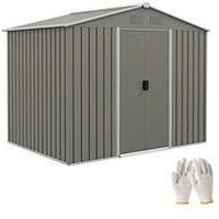 Outsunny 8x6ft Garden Storage Shed - Light Grey