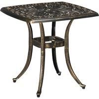 Outsunny Outdoor Patio Side Table with 38mm Dia. Umbrella Hole, Cast Aluminium Patio coffee Table, 54 x 54cm, Bronze