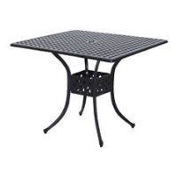 Outsunny Square Aluminium Outdoor Garden Dining Table with Umbrella Hole, Black