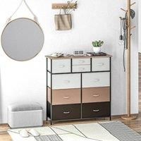 HOMCOM Bedroom Chest Of Drawers Fabric Dresser W Foldable Drawers Multicolour