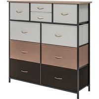 HOMCOM Bedroom Chest of Drawers, 10 Drawer Dresser with Foldable Fabric Drawers and Steel Frame, Multicolour