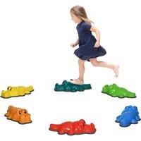 ZONEKIZ Kids Stepping Stones, 6PCs Balance River Stones, Crocodile-Design Sensory Toy w/Anti-slip Edge, Indoor Outdoor Obstacle Courses, Stackable
