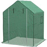 Outsunny Walk-in Greenhouse Cover Replacement with Roll-up Door and Mesh Windows, Reinforced PE Hot House Cover, 140 x 143 x 190cm, Green