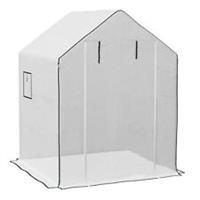 Outsunny Walk-in Greenhouse Cover Replacement with Door and Mesh Windows, White