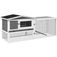 PawHut Rabbit Hutch and Run w/ Sliding Tray 156x58x68cm