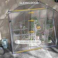 Outsunny 6 x 2.5ft Polycarbonate Greenhouse, Walk-In Green House with Sliding Door, 5-Level Roof Vent, Rain Gutter, Garden Plants Grow House with Aluminium Frame and Foundation, Silver