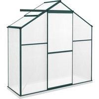 Outsunny 6 x 2.5ft Polycarbonate Greenhouse Walk-In Green House with Rain Gutter, Sliding Door, Window, Foundation, Green