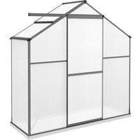 Outsunny 6 x 2.5ft Polycarbonate Greenhouse Walk-In Green House with Rain Gutter, Sliding Door, Window, Foundation, Dark Grey