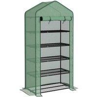 Outsunny 5 Tier Widened Mini Greenhouse with Reinforced PE Cover, Portable Indoor Outdoor Green House with Roll-up Door and Wire Shelves, 193H x 90W x 49Dcm, Green