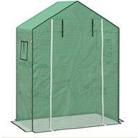 Outsunny Walk-in Greenhouse Cover Replacement with Roll-up Door and Mesh Windows, Reinforced PE Hot House Cover, 140 x 73 x 190cm, Green