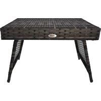 Outsunny Rattan Coffee Table, Foldable Metal Frame Side Table for Outdoor, Garden, Lawn, Mixed Grey