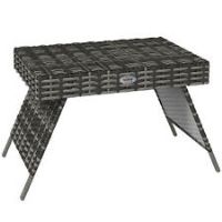 Outsunny Foldable Outdoor Coffee Table, Metal Frame Rattan Side Table, Grey