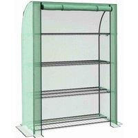 Outsunny 4 Tier Mini Greenhouse with Reinforced PE Cover, Portable Indoor Outdoor Green House with Roll-up Door and Wire Shelves, 170H x 120W x 50Dcm, Green