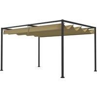 Outsunny 4 x 3(m) Metal Pergola with Retractable Roof, Garden Gazebo Canopy Shelter for Outdoor, Patio, Khaki