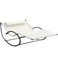 Outsunny Texteline Double Lounger W/Pillow-Beige