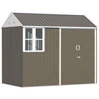 Outsunny 8x6ft Metal Garden Shed Outdoor Storage Shed w/ Doors Window, Grey