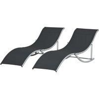 Outsunny 2 Pieces Folding Sun Lounger, S-shaped Lounge Chairs Reclining Sleeping Bed with Aluminium Frame