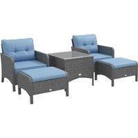 Outsunny 5pc PE Rattan Patio Furniture Set - Blue