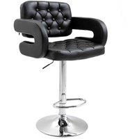 HOMCOM Adjustable Height Barstool Steel Pole Pu Leather Bistro Home Kitchen Black