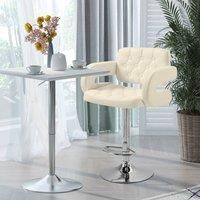 HOMCOM Adjustable Height Barstool Steel Pole PU Leather Bistro Home Kitchen, white