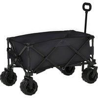 Outsunny Outdoor Folding Garden Trolley on Wheels, Capming Cargo Wagon Cart Trailer w/ Handle, Wheels for Beach Garden, Black