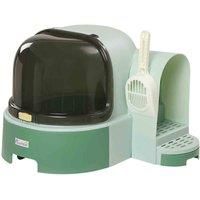 2 In 1 Cat Litter Box, Cat House w/ Drawer Pans, Scoop, Openable Cover, Green