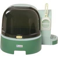 PawHut PP Cat Litter Box with Drawer Pans Scoop Openable Cover Green