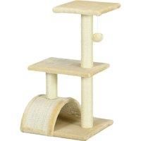 PawHut 72cm Cat Tree, Indoor Scratching Post with Pad, Sturdy and Comfortable, Cream White