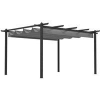 Outsunny 4x3m Aluminium Pergola w/ Retractable Canopy, Grey