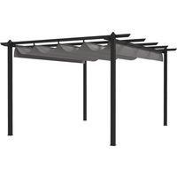 Outsunny 4 x 3(m) Aluminium Pergola with Retractable Roof, Garden Gazebo Canopy Shelter for Outdoor, Patio, Grey