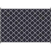 Outsunny Reversible Outdoor Rug with Carry Bag and Ground Stakes, Waterproof Plastic Straw Mat for Garden, Deck, RV, Picnic, Beach, Camping, 182 x 274 cm, Black