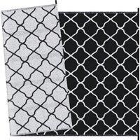 Outsunny Reversible Outdoor Rug, Plastic Straw Mat w/ Carry Bag Ground Stakes for Garden RV Picnic Beach Camping 182x274cm Black