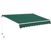 Outsunny 4x2.5m Garden Patio Manual Awning Canopy Sun Shade Shelter Retractable Manual Awning with Fittings and Crank Handle Green