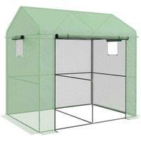 Outsunny Walk-in Greenhouse, Outdoor Green House for Garden, Grow House with Roll-up Door and Mesh Windows, 200 x 140 x 200cm, Green