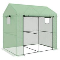 Outsunny Walk-in Green House with Roll-up Door and Mesh Windows, 200x140x200cm