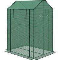Outsunny 2-Room Green House, Mini Greenhouse with 2 Roll-up Doors, Vent Holes and Reinforced Cover, 100 x 80 x 150cm