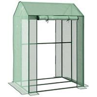 Outsunny 2-Room Greenhouse with 2 Roll-up Doors and Vent Holes, 100x80x150cm