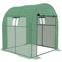 Outsunny 1.8 x 1.8 x 2m Polytunnel Greenhouse with Doors and Mesh Windows, Walk-in Grow House Tent with UV-resistant PE Cover and Steel Frame, Green