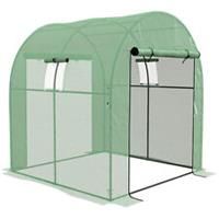 Outsunny 1.8 x 1.8 x 2m Polytunnel Greenhouse with Doors and Mesh Windows