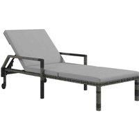 Outsunny Rattan Chaise Sun Lounger w/ Backrest & Wheels