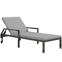 Outsunny Rattan Wicker Chaise Sun Lounger Garden w/ Adjustable Backrest & Wheels