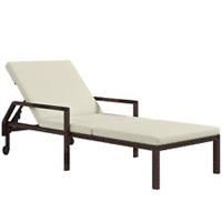 Outsunny Rattan Wicker Chaise Sun Lounger Garden w/ Adjustable Backrest & Wheels