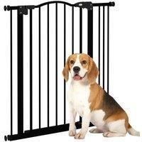 PawHut 74cm-87cm Adjustable Metal Pressure-Fit Pet Gate - Black, Black